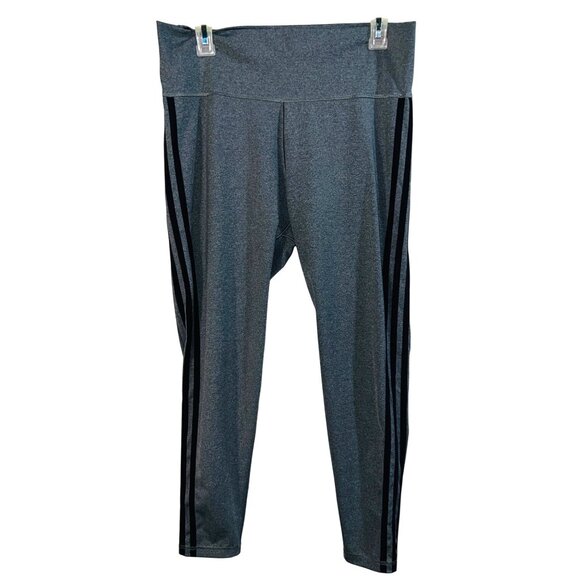 Adidas Gray Athletic Leggings With Black Side Stripes - Picture 1 of 3
